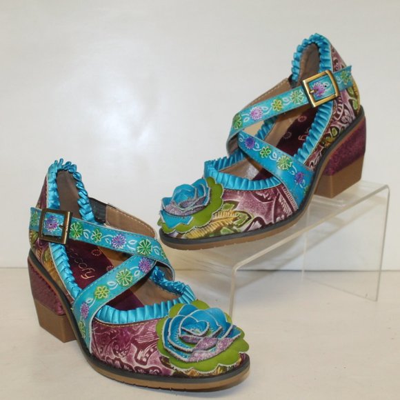 New Socofy Funky Criss Cross Mary Jane Heels Shoes Pump - Picture 2 of 8